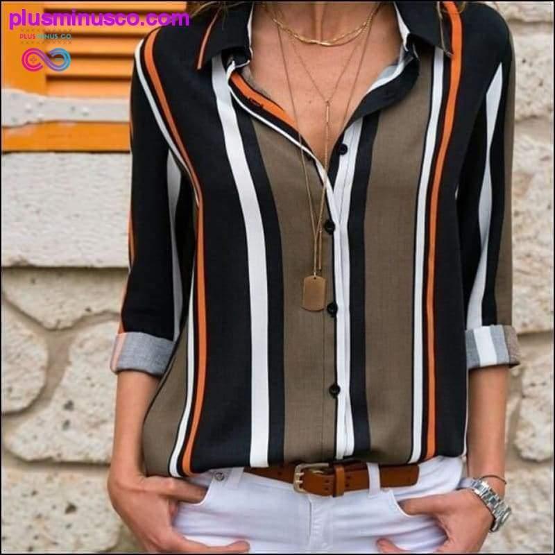 Women Blouses Fashion Long Sleeve Turn Down Collar - plusminusco.com