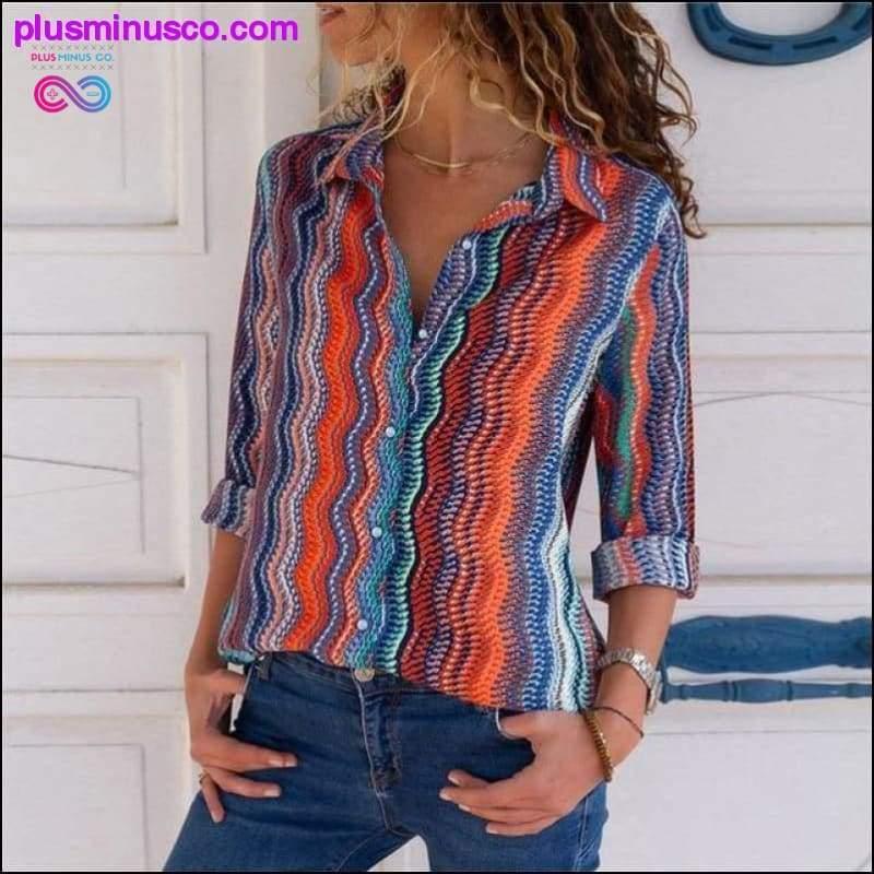 Women Blouses Fashion Long Sleeve Turn Down Collar - plusminusco.com