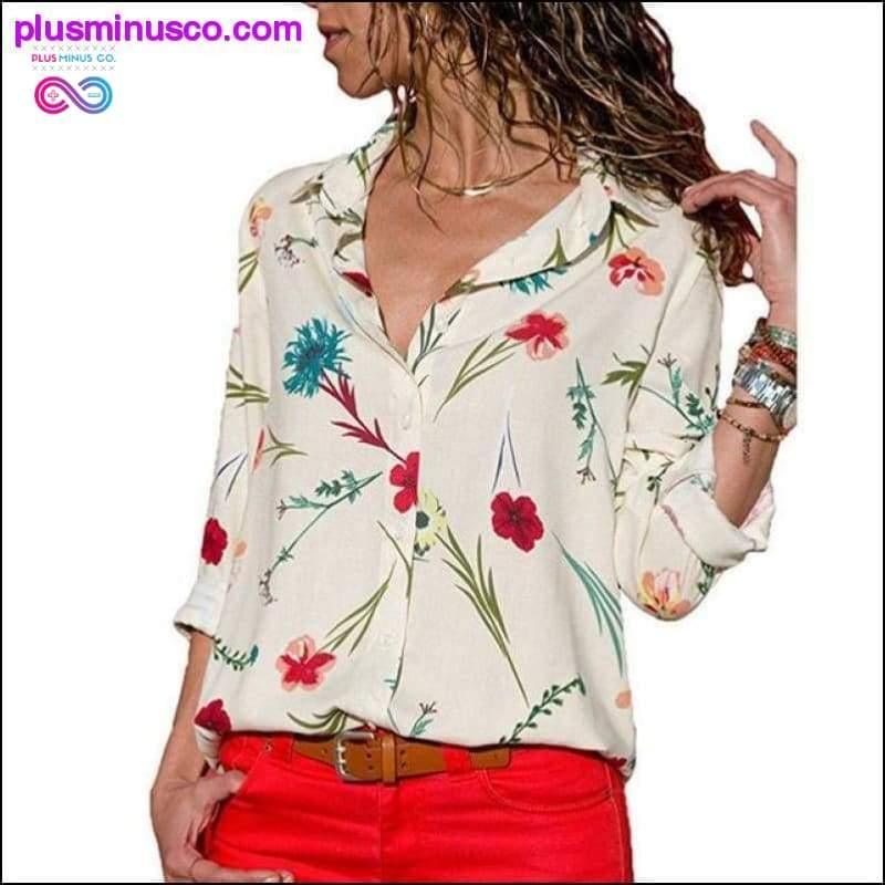 Women Blouses Fashion Long Sleeve Turn Down Collar - plusminusco.com