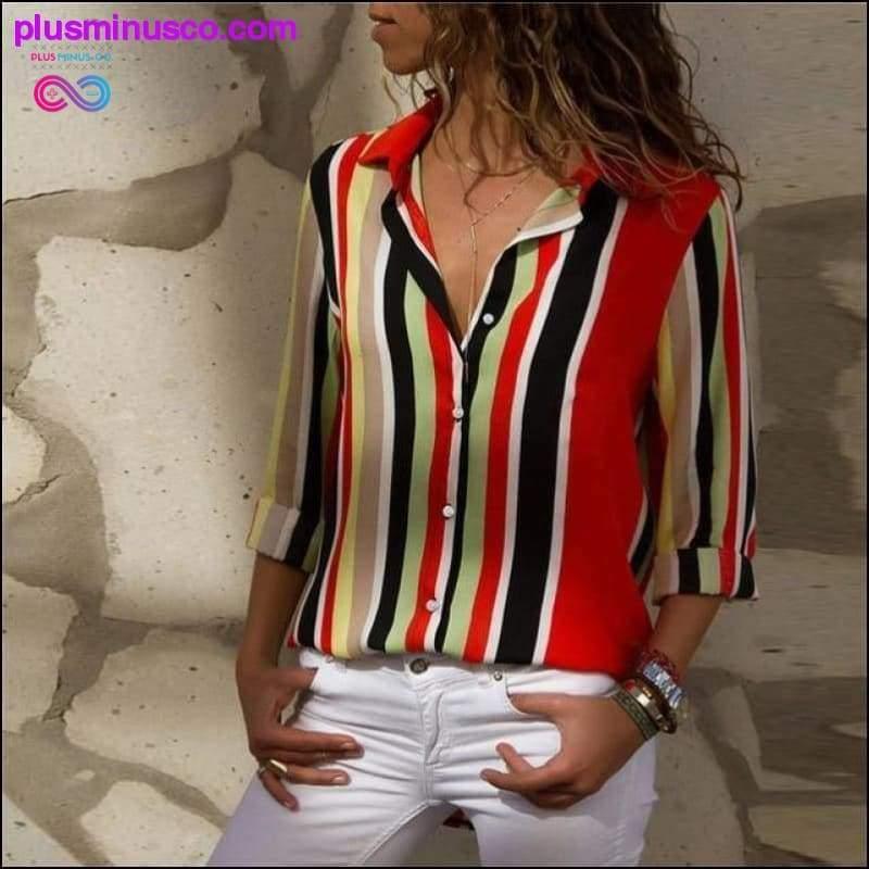 Women Blouses Fashion Long Sleeve Turn Down Collar - plusminusco.com