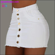 Women Button Denim Jeans Bodycon Mini Skirts Stretch High - plusminusco.com
