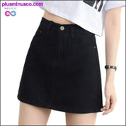 Women Button Denim Jeans Bodycon Mini Skirts Stretch High - plusminusco.com