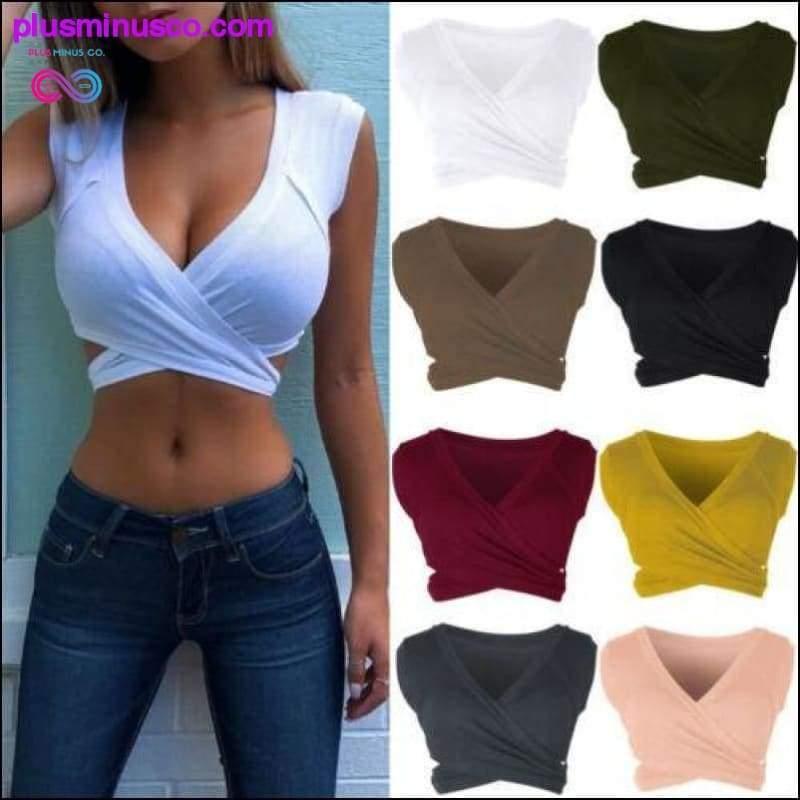 Women Casual Sleeveless Tank Tops Bandage Vest Crop Tops - plusminusco.com