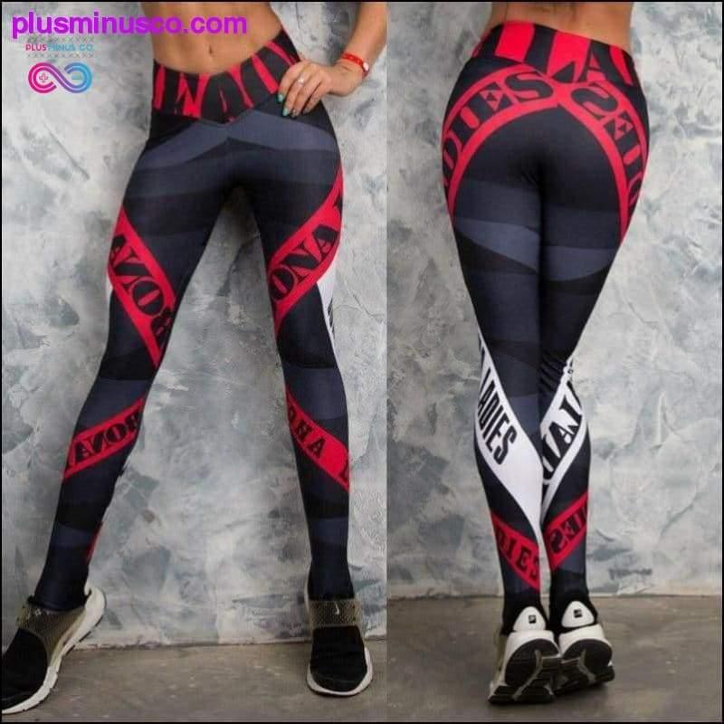 Women Elastic Gym Fitness Sport Printed Leggings - plusminusco.com