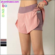 Women Gym Double shorts side pocket running shorts - plusminusco.com
