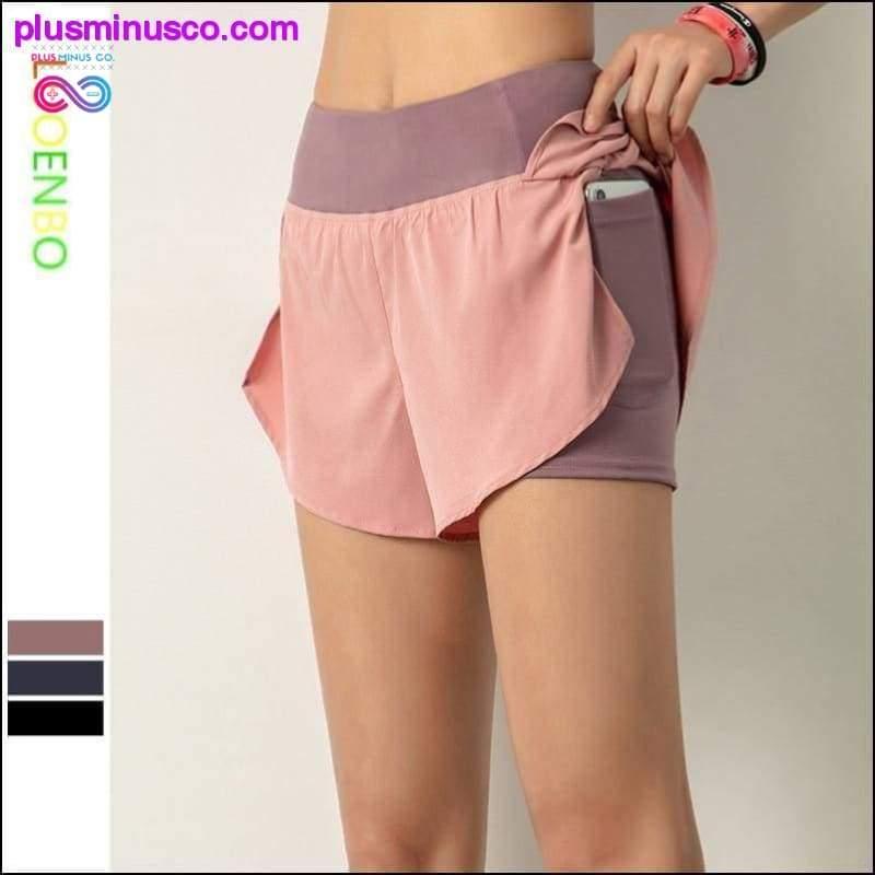 Women Gym Double shorts side pocket running shorts - plusminusco.com