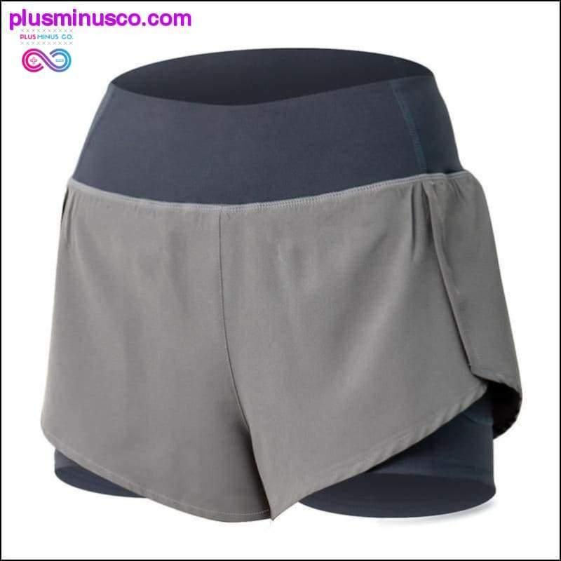 Women Gym Double shorts side pocket running shorts - plusminusco.com
