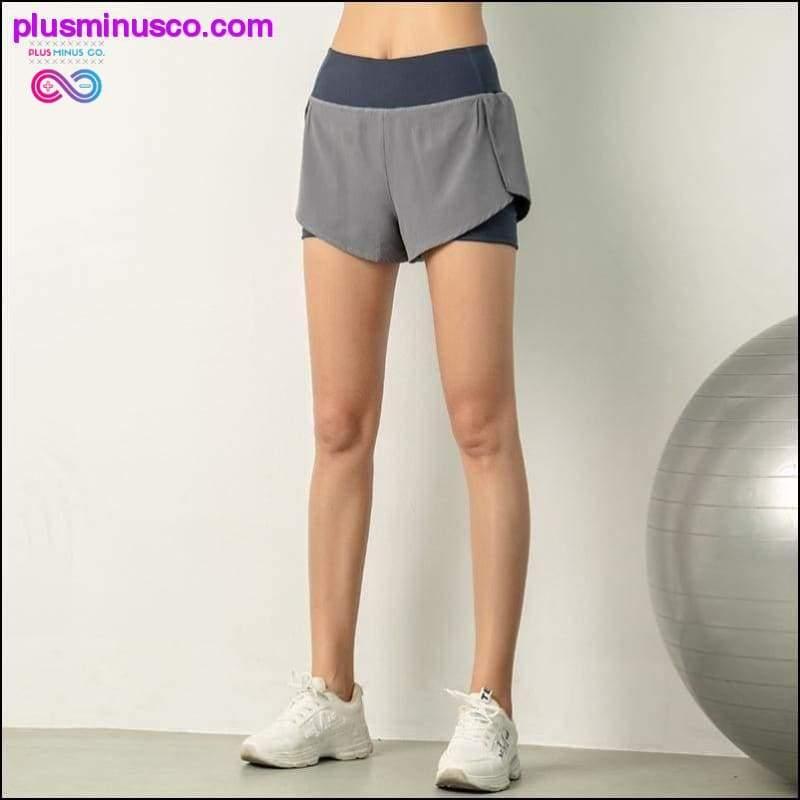 Women Gym Double shorts side pocket running shorts - plusminusco.com