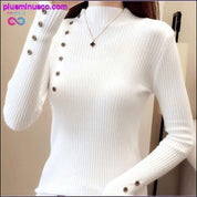 Дамски плетени пуловери с висока яка Корейска мода зима - plusminusco.com