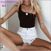 T-shirt senza maniche da donna con top corto monospalla da donna - plusminusco.com
