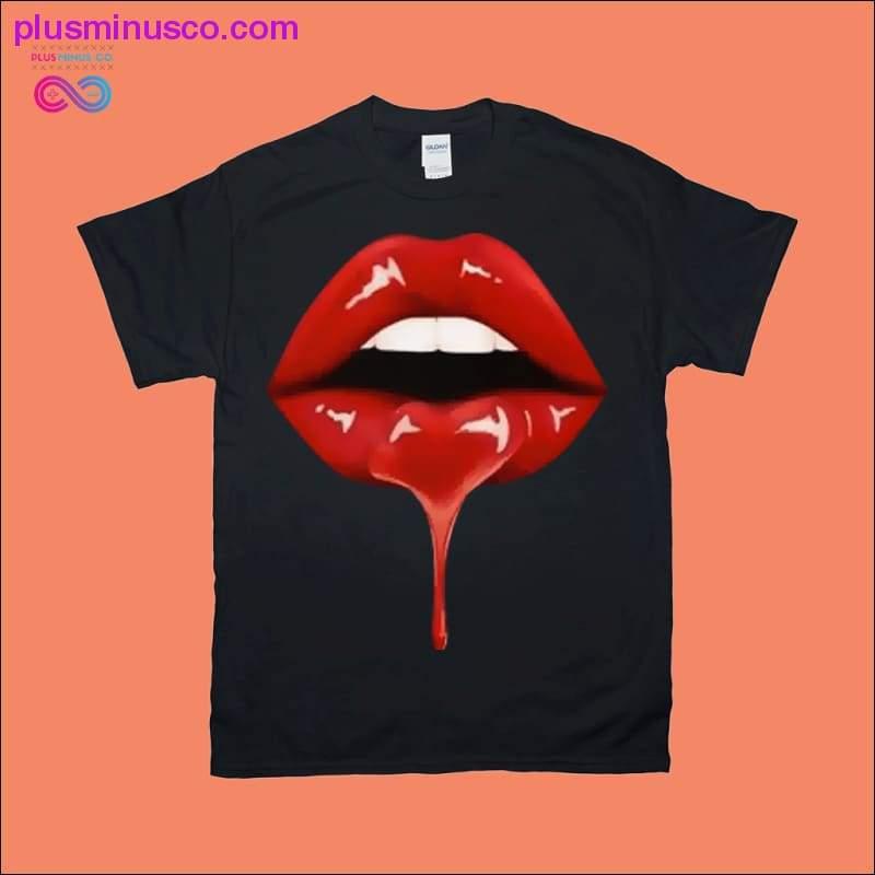Women Lip Funny Printed Girl Black T-Shirts - plusminusco.com