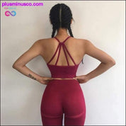 Women Red Padded Sports Bra Seamless Yoga Set Padded Sports - plusminusco.com