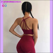 Women Red Padded Sports Bra Seamless Yoga Set Padded Sports - plusminusco.com