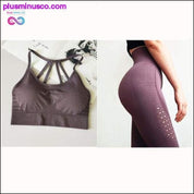 Conjunto de yoga sin costuras con sujetador deportivo acolchado rojo para mujer Deportes acolchados - plusminusco.com