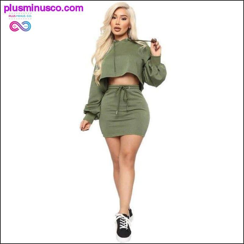 Women's Casual Solid Color Hooded Skirt Set - plusminusco.com
