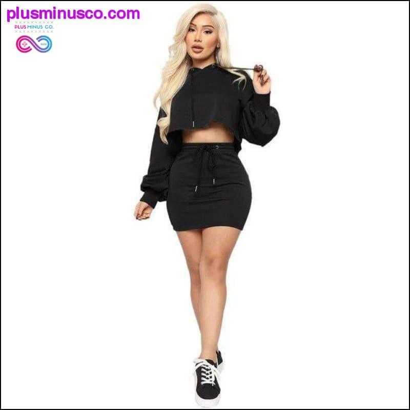 Women's Casual Solid Color Hooded Skirt Set - plusminusco.com