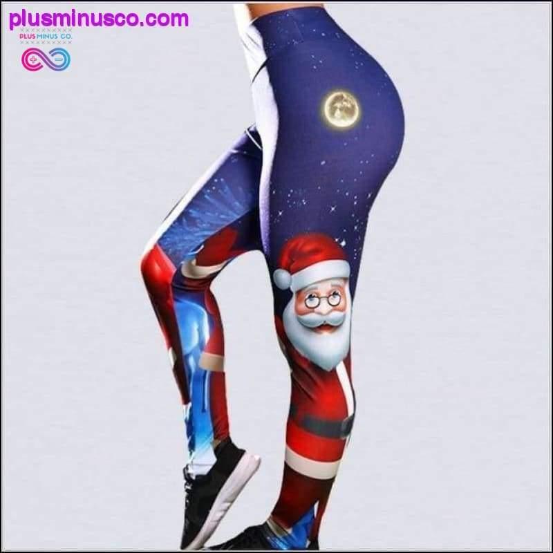 Dame - trykte elastiske leggings med høj talje - plusminusco.com