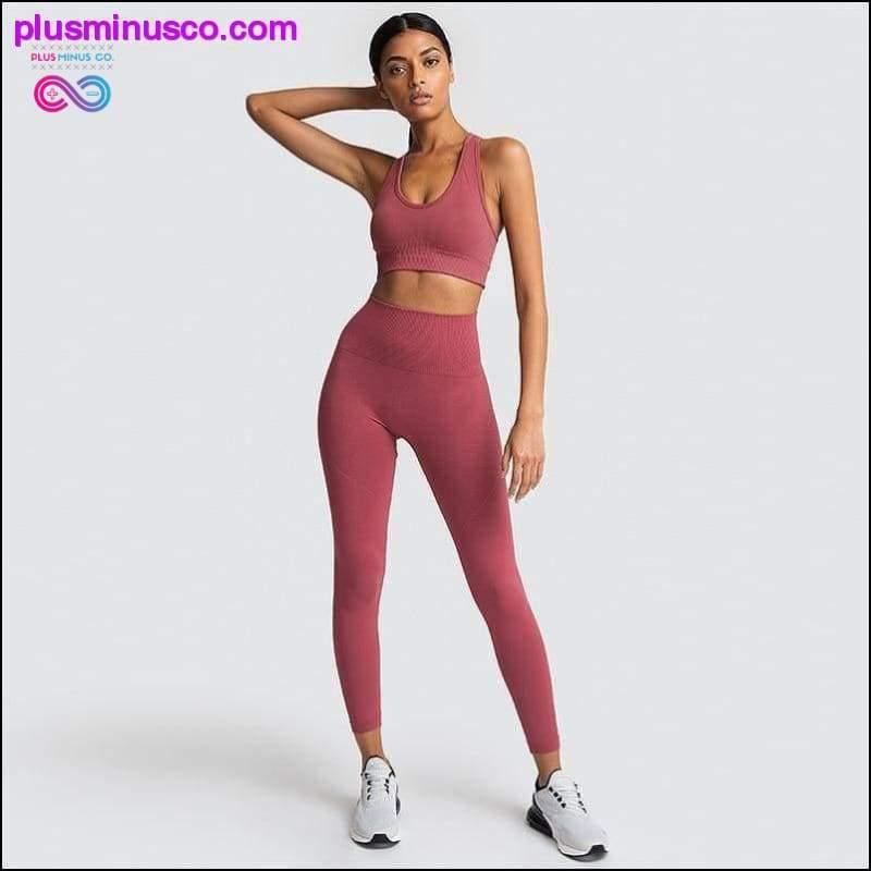 Terno de ioga sem costura feminino, roupa esportiva fitness para - plusminusco.com
