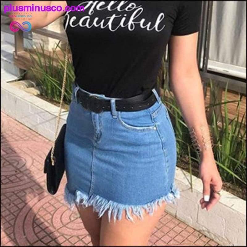 Women's Skirt Denim Skirt faldas jupe femme shein Women High - plusminusco.com