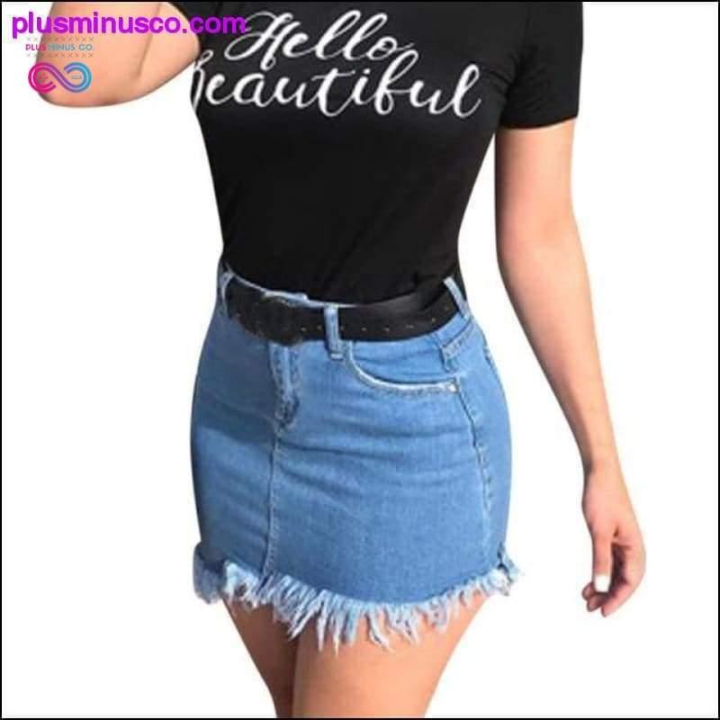 Women's Skirt Denim Skirt faldas jupe femme shein Women High - plusminusco.com