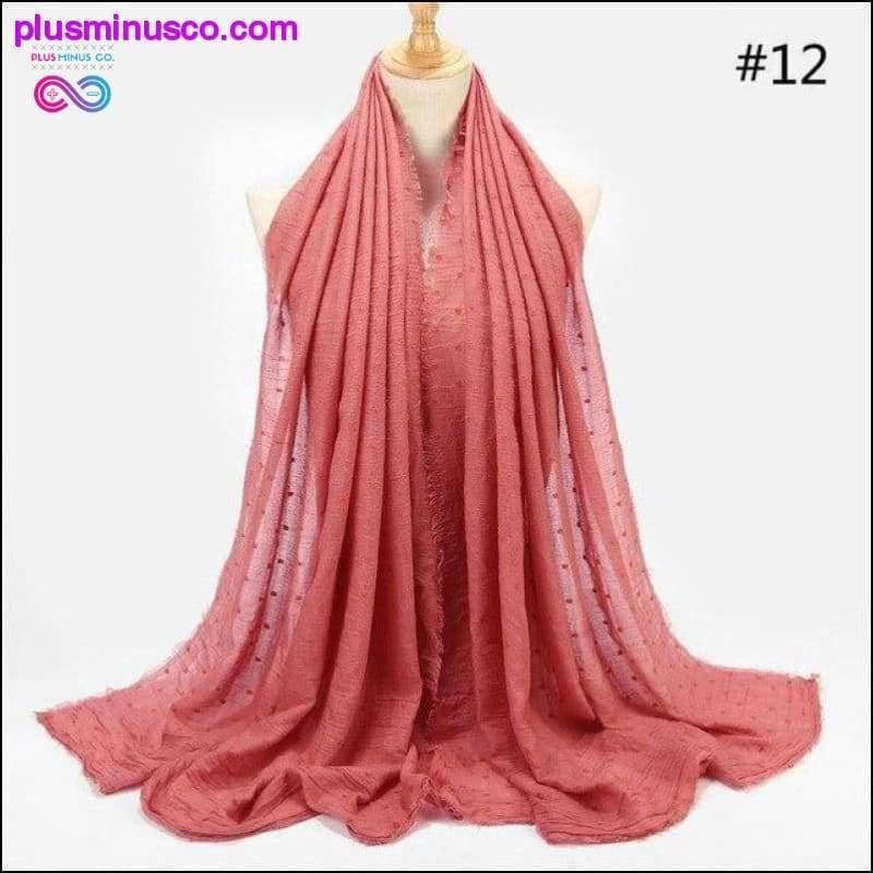 Damski szalik bawełniany w jednolitym kolorze, duży szal islamski - plusminusco.com