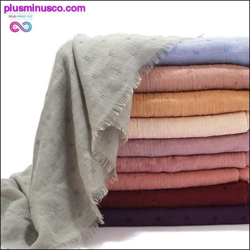 Enfärgad bomullssjal för kvinnor, överdimensionerad islamisk sjal - plusminusco.com