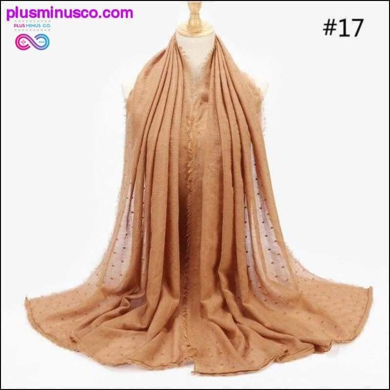 Damski szalik bawełniany w jednolitym kolorze, duży szal islamski - plusminusco.com