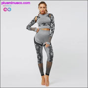 Dame Sømløse Camo Sports Yoga skjorter med lange ærmer - plusminusco.com