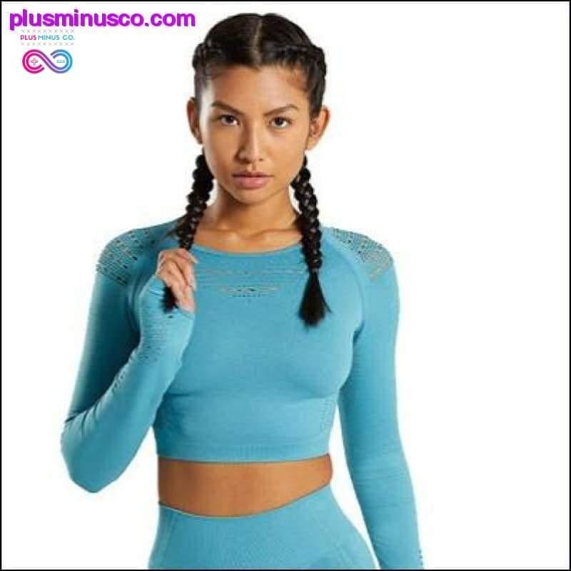 Women Seamless Workout Long Sleeve Crop Top Yoga Sets - plusminusco.com