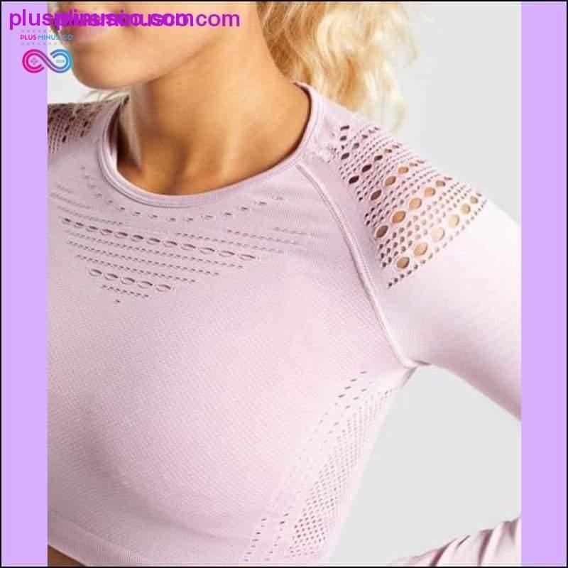 Women Seamless Workout Long Sleeve Crop Top Yoga Sets - plusminusco.com