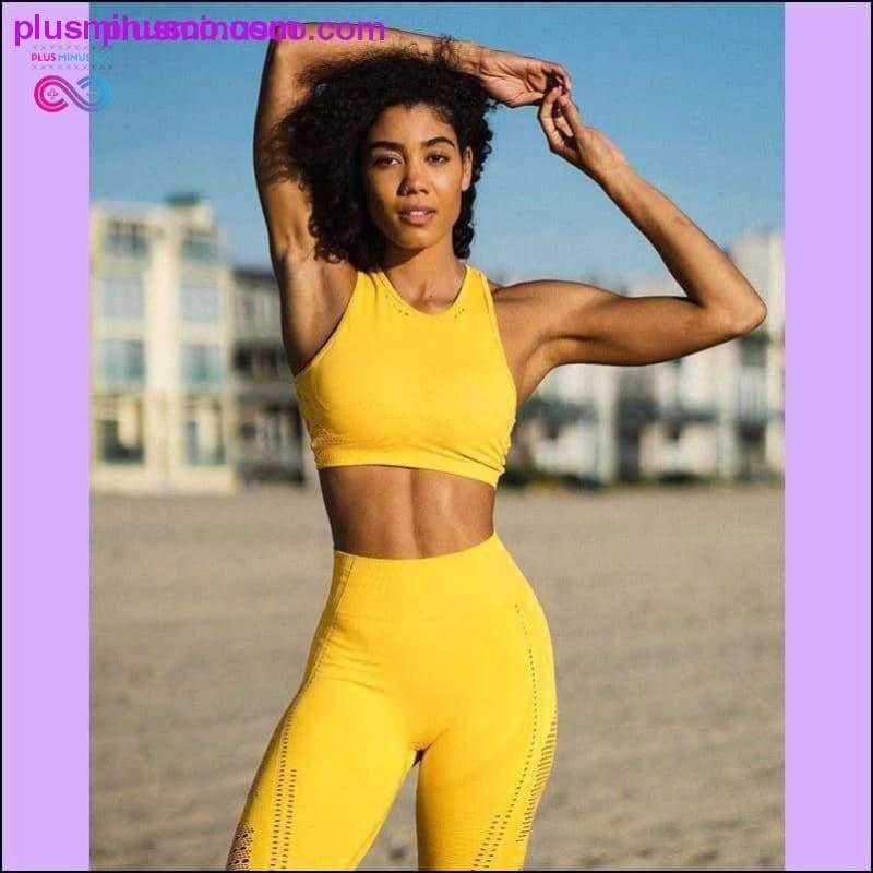 Women Seamless Workout Long Sleeve Crop Top Yoga Sets - plusminusco.com