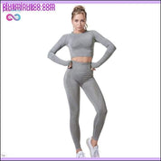 مجموعة ملابس اليوغا النسائية الحيوية بدون خياطة ملابس اللياقة البدنية - plusminusco.com