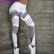 Dame trening Stripete høy midje tights Sports Leggings - plusminusco.com