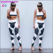 Women Workout Striped High Waist Tights Sports Leggings - plusminusco.com