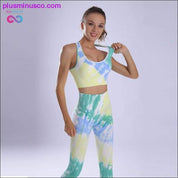 Women Yoga Sportswear Seamless Running Suits Green+ Blue Tie - plusminusco.com