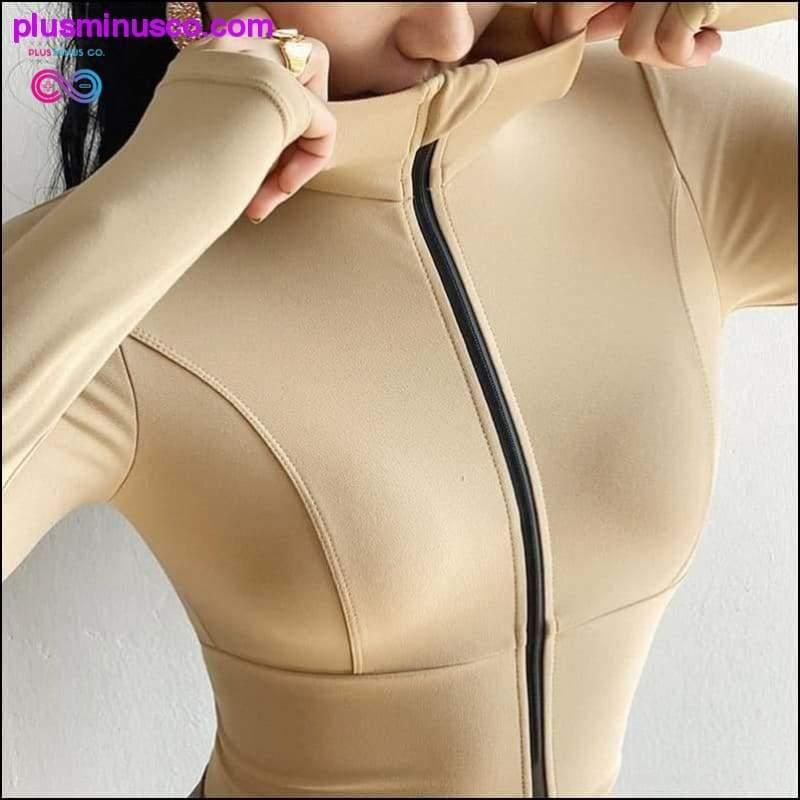 Women Zipper Workout Tops Long Sleeve Sweatshirt Sport coat - plusminusco.com