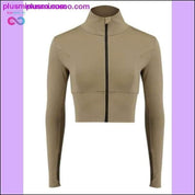 Hauts d'entraînement à glissière pour femmes Sweat-shirt à manches longues Manteau de sport - plusminusco.com