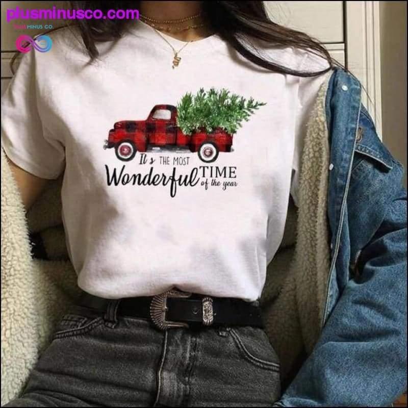 Womens Plaid Truck Tree Print Christmas Tree New Year - plusminusco.com
