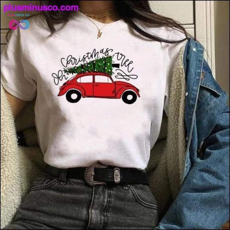 Womens Plaid Truck Tree Print Christmas Tree New Year - plusminusco.com