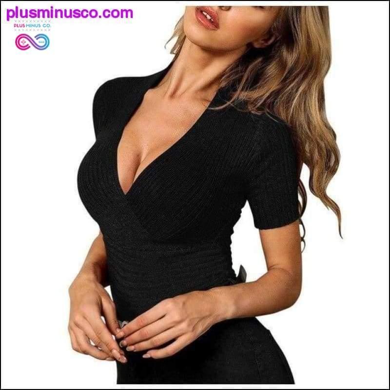 Womens Sexy T-shirt Summer Knitting Short Sleeve T-shirts - plusminusco.com