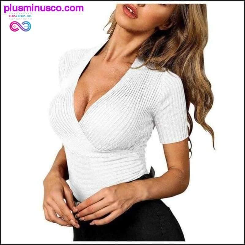 Womens Sexy T-shirt Summer Knitting Short Sleeve T-shirts - plusminusco.com