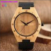 ساعة يد من الجلد الطبيعي مصنوعة من خشب الخيزران - plusminusco.com
