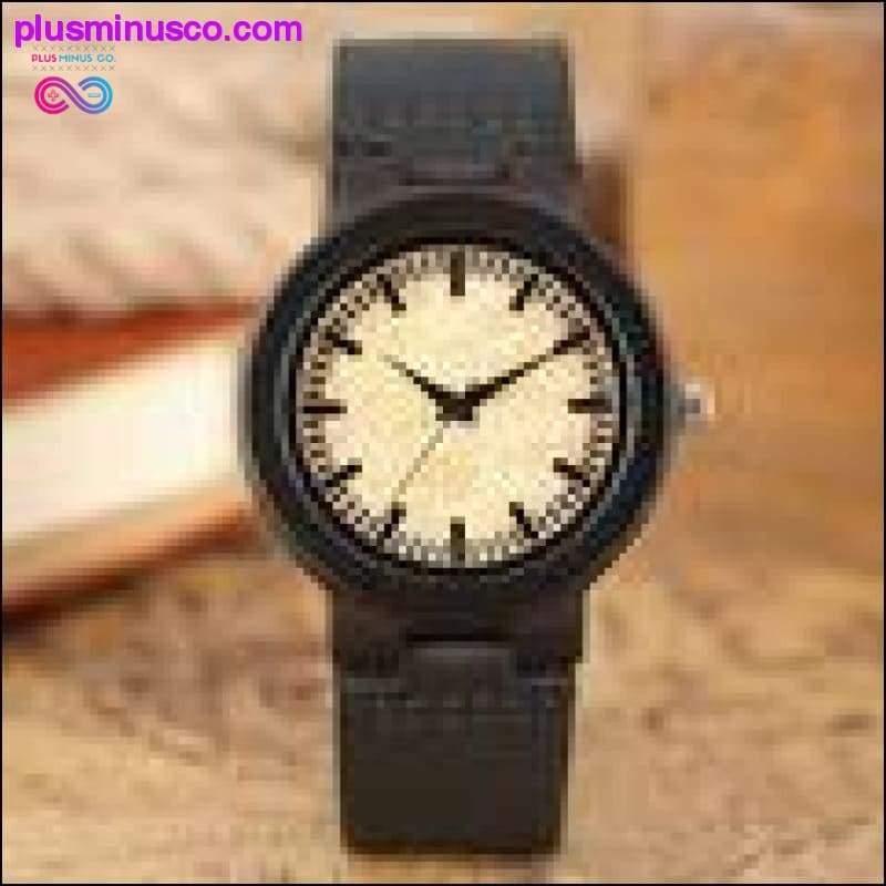 Náramkové hodinky z pravej kože z dreva bambusu - plusminusco.com