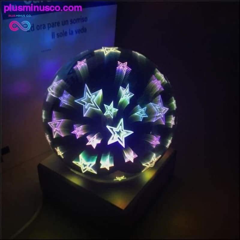 Medinis spalvingas 3D šviesos magijos projektoriaus rutulys, maitinamas USB – plusminusco.com