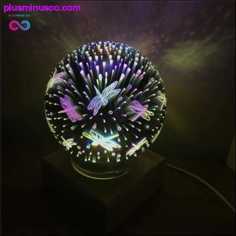 Medinis spalvingas 3D šviesos magijos projektoriaus rutulys, maitinamas USB – plusminusco.com