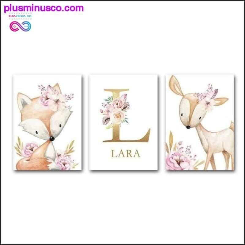 لوحة قماشية مطبوعة على شكل حيوانات وودلاند اسم مخصص - plusminusco.com