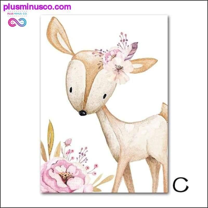 Woodland Animal Print Nursery Canvas Painting Custom Name - plusminusco.com