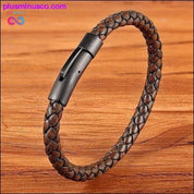 XQNI New Classic Style Men Leather Bracelet Simple Black - plusminusco.com