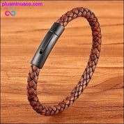 XQNI New Classic Style Men Leather Bracelet Simple Black - plusminusco.com