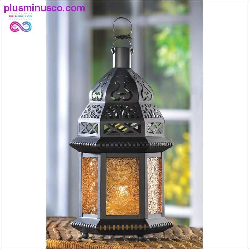 Lanterne marocaine en verre jaune ll PlusMinusco.com Décoration de jardin, cadeau, décoration intérieure, lumière - plusminusco.com